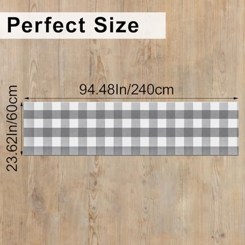 Checkered Rugs Grey and White Buffalo Plaid Hallway Runner Rug 2x8 Washable Rug Cotton Woven Rug Carpet Runner for Entryway Farmhouse Kitchen Bathroom Indoor-Outdoor Front Door Mat - color: Grey and White, size: 2‘×8’