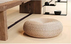 Straw Flat Seat Cushion, Handmade Floor Pouf Mat, Ottoman Footstool for Meditation, Zen, Yoga Practice or Buddha (19.7" Dia. x 6.7" H)