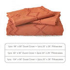 EMME Duvet Cover Set Microfiber, Tufted King Duvet Cover Set, Boho Bedding Sets for All Seasons, 3 Pieces Embroidery Chic Duvet Cover Full, 1 Duvet Cover + 2 Pillowcases (Pumpkin, King) - color: 23 - Pumpkin, size: King(104"×90")