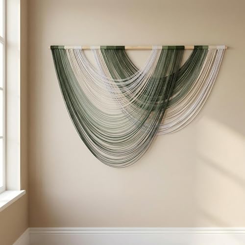 Large Macrame Wall Hanging Macrame Wall Decor Tapestry For Headboard Bedroom Livingroom Boho Fiber Home Art (Green-A) - color: Green-A