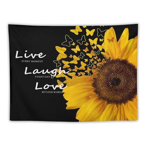 Black Yellow Sunflower Tapestry,Farmhouse Floral and Butterfly Tapestry for Bedroom,Nature Landscape Tapestry Wall Hanging for Living Room Dorm Home Decor,40"x30" - color: Sunflower-1, size: W40xL30in