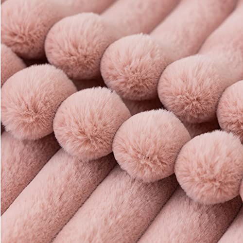 ZLINA Set of 2 Baby Pink Faux Fur Decorative Throw Pillow Covers Fluffy Striped Pillowcase Cushion Covers 18 x 18 Inch Decor Sofa Couch Bedroom - color: Baby Pink, size: 18" x 18" (Pack of 2)