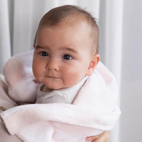 Living Textiles Pink Check Chenille Knitted Soft Baby Blanket - Reversible Premium Cozy Fabric for Best Comfort - for Infant,Toddler,Newborn,Nursery,Girl,Throw,Crib,Stroller - color: Pink Check