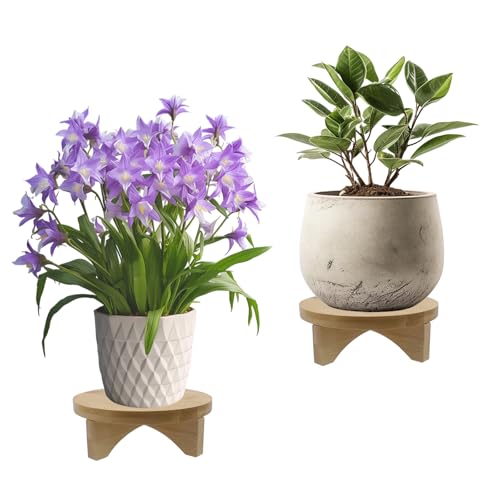 Oedema 6 Inch Indoor Plant Stand Round Solid Wood Flower Stand Mid Century Modern Plant Stand for Displaying, Small Plants, Desktop, Office & Home Decor, 6.02inch/153mm - size: 6inch/153mm