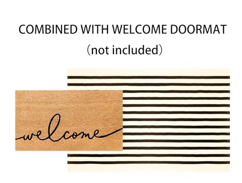 Washable Proch Rug 2.3'X3.6',Beige and Black Entryway Rug Cotton Woven Bathroom Rugs Front Porch Decor for Bedroom/Home Entrance/Front Porch - color: Beige Black, size: 2'4" x 3'7" (Rectangular)