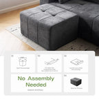 Square Stuffed Pouf Ottoman,Chenille Poufs with Foam Chunk Filling, 27.9 X 16.1 Floor Poufs for Sofa,Accent Foot Rest Stool for Living Room, Grey - color: Grey