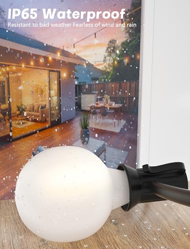 G40 Outdoor Globe Lights, 25FT Globe Christmas Lights with 27 LED Shatterproof Frosted Bulbs (2 Spare), Outdoor String Lights for Party Patio Garden Backyard Bistro Pergola Gazebo Decor, Black Wire - color: Frosted White-Black, size: 25FT