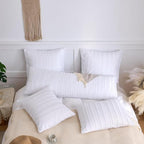 Body Pillow Shams 1 Pack, Body Size Pillowcases, Soft Microfiber Geometric Striped Boho Pillow Covers with Envelope Closure, White, 20x54 Inches (No Insert) - color: White-stripe, size: Body(20*54)