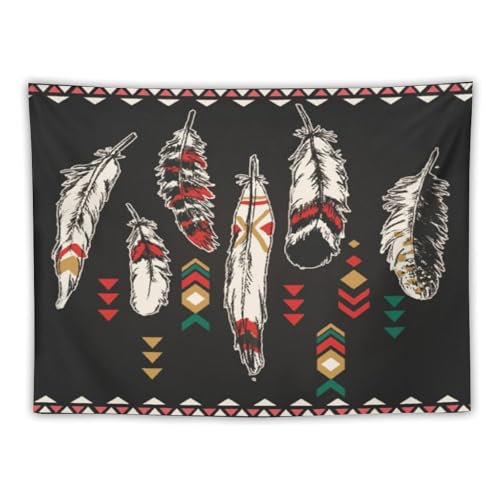 Vintage Feather Tapestry Wall Hanging,Aztec Native American Navajo Ethnic Tribal Design Wall Hanging Tapestry Wall Art Home Décor for Bedroom Living Room Dorm Wall Décor 40" x 30" - color: Aztec Style_1, size: 40"L x 30"W