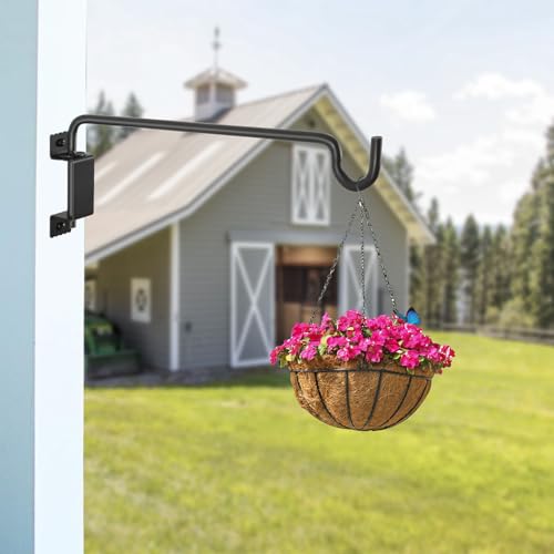 16"Swivel Plant Hanger - 360° Outdoor Hanging Brackets with 12-Directional Adjustable Hook, Rust Resistant Solid Steel Wall Mount for Bird Feeders, Indoor/Outdoor Plants, Garden & Patio - color: Black, size: 16in-1-U-Swivel