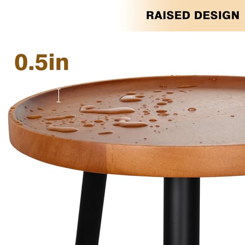 KINNARY Plant Stand Indoor, Mid Century Wood Plant Table Plant Holder with Raised Design,Heavy Duty Metal Tall Flower Pot Stand, Modern Home Decor Small Round Side End Table(11.8"x16") - color: Walnut 11.8"x16"（raised design）