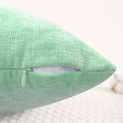 CaliTime Throw Pillow Covers Decorative 16 X 16 Inches Pack of 2 Cozy Chenille Cushion Cases for Couch Sofa Bed Living Room Home Grey Green - color: Grey Green, size: 16" x 16" (Pack of 2)