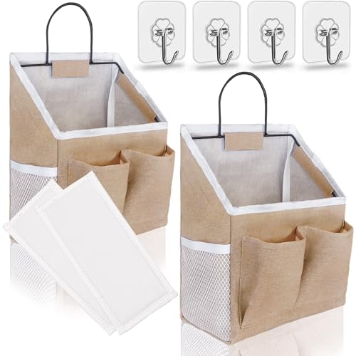 Kanrichu 2pcs Wall Hanging Baskets for Organizing, Wall Hanging Storage Bag as Over the Door Organizer, Wall File Organizer, Rv Storage and Organization. For Bedroom, Office, Camper (Khaki-Upgraded) - color: khaki-2pcs