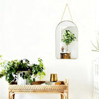 Small Arched Wall Mirror with Plastic Frame Arched Bathroom Mirror (Gold, 15.75" L x 9.25" W) - size: 15.8"L x 9.3"W