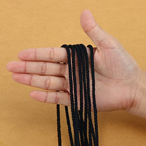 Macrame Cord 4mm x 328Yards (984Feet), Colored Natural Macrame Rope - 3 Strands Twisted Colorful Macrame Cotton Cord for Wall Hanging, Plant Hangers, Gift Wrapping and Wedding Decorations, Black - color: Black, size: 0.16 in x 328 yd