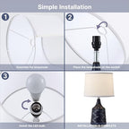 Dark Blue Ceramic Table Lamps Set of 2, 18.5" Modern Bedside Lamps for Night Stands, Classic Small Lamps for Living Room End Tables, Farmhouse Boho Lamp for Bedroom Office, LED Bulbs Included - color: dark blue
