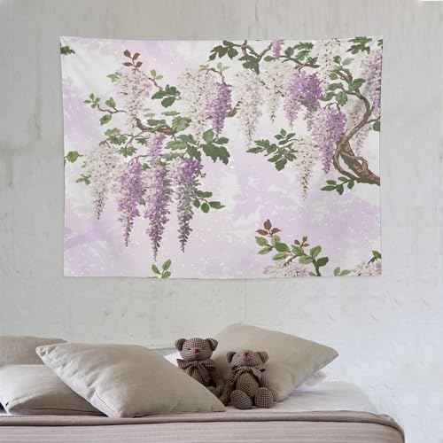 HZOHNAGO Lavender Flower Tapestry Fantasy Purple Floral Green Leaves Botanical Pattern Printed Wall Tapestry Wall Hanging for Bedroom Living Room Dorm 40" W x 30" H - color: Lavender-1, size: 40"L x 30"W