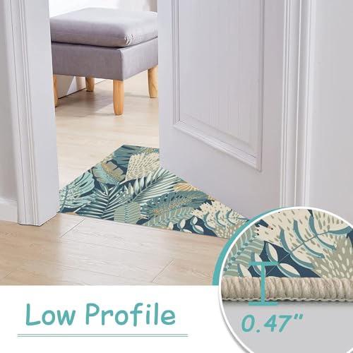 Modern Floral 1.5 x 2.5ft Non-Skid (Non-Slip) Low Profile Pile Rubber Backing Indoor Area Rugs - color: Deep Teal and Soft Gold, size: 1.5 x 2.5ft / 18 x 30in / 45 x 75cm