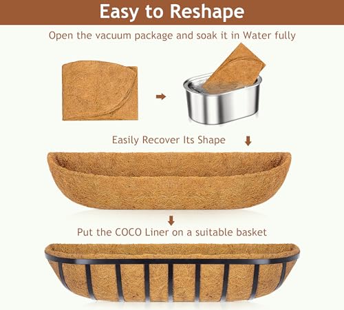 Y&M 3PCS 36" Horse Trough Coco Liners for 36 Inch Window Deck Box, Pre Formed Replacement Coco Liner for Window Deck Basket - size: 36in 3Pcs