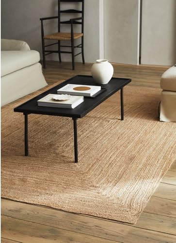 FRELISH DECOR Handwoven Jute Area Rug - 4x6 Feet Natural Yarn - Rustic Vintage Beige Braided Reversible Rectangular Rugs for Bedroom - Kitchen - Living Room - Farmhouse (4' x 6') - color: Natural, size: 4' x 6' (Rectangular)