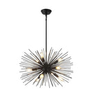 24in Black Sputnik Chandelier Mid Century Modern 9-Lights Starburst Chandelier Solid Metal Firework Urchin Satellite Chandeliers for Dining Room, Kitchen, Bedroom, Living Room, Foyer, E12 - color: Black 24" 9-Light Hanging Rod