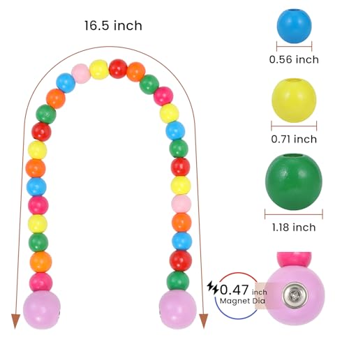 KLOGTSIND Magnetic Curtain Tiebacks, Curtain Tie Backs for Curtains 2 Pack, Wood Bead Curtain Tiebacks, Curtain Holders for Boho Bedroom Decor, Baby Nursery Decor, Farmhouse Décor - color: Multicolor
