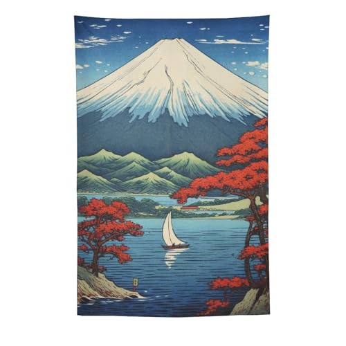 QEOPGNE Large Wall Tapestry Mount Fuji Mountain Landscape Lake Fall Leaves Japanese Painting Tapestry for Room Living Room Wall Decor Large Wall Art Tapestries 60"x90" - color: Style2, size: 90L" x 60W"