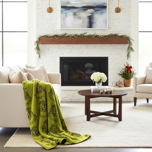 Dr. Seuss Grinch Holiday & Christmas Bedding Soft Cozy Chic Dreams Feather Knit Intarsia Throw Blanket, 50 in x 60 in, (Officially Licensed Product) by Franco Collectibles - color: Grinch, size: 50 in x 60 in