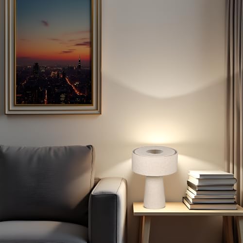 Cruiser’s Caché 13" Contemporary Boucle Fabric Table Lamp, Cream Color. Complete with Lampshade - style: Contemporary Boucle