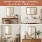 Barnyard Designs Rattan Wall Mirror, Rectangular Farmhouse Boho Accent for Bathroom, Entryway or Bedroom, Woven Natural Honey Rattan Frame (24" x 36", Rectangular) - size: 36"L x 24"W