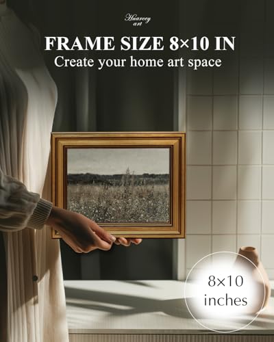 HUARCEY Framed Canvas Wall Art Prints, Living Room Shelf Vintage Art Aesthetic, Wildflower Landscape Paintings Farmhouse Decor, Retro Table Desk Decoration for Bedroom Bathroom, 8x10Inch - color: Champ Fleuri, size: 10"L x 8"W