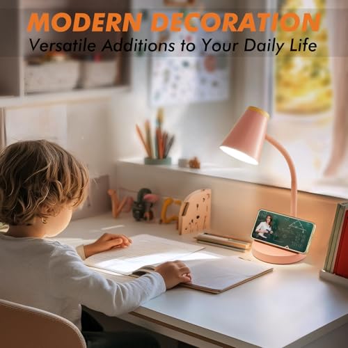 EJIAXIN Desk Lamps for Home Office - Small LED Desk Lamp Touch Dimmable Reading Light for College Dorm Room - Adjustable Flexible Gooseneck Table Lamp for Bedside Bedroom Nightstand Pink - color: Pink