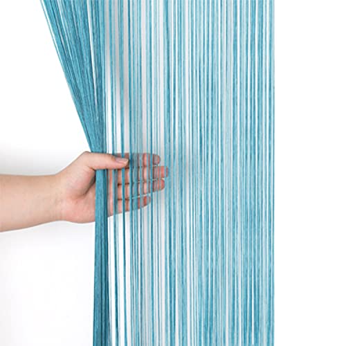 HSYLYM Spaghetti String Curtains for Doorways Privacy Door Frame Tassel Hippy Wall Kitchen Hallway Boho Fringe Curtain Hanging Door Room Dividers Decor 1 Panel（39×79in/100×200cm,Teal Blue） - color: Teal Blue, size: 39"W x 79"L (Pack of 1)