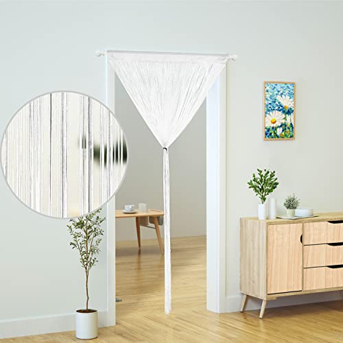 YaoYue Doorway String Curtain Door Curtains,Boho Hippie Hanging Fringe Room Divider for Patio Bedroom Closet Kitchen Laundry,Room Window Wall Door Decor(39×79in/100×200cm,White) - color: White, size: 39"W x 79"L (Pack of 1)