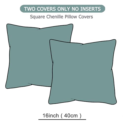 GAWAMAY Decorative Throw Pillow Covers 16x16 Inch Set of 2 for Living Room Couch Bed Sofa, Farmhouse Square Cushion Cover Soft Striped Corduroy Pillow Cases Boho Accent Home Decor (40x40cm) Blue Green - color: Blue Green, size: 16" x 16" (Pack of 2)