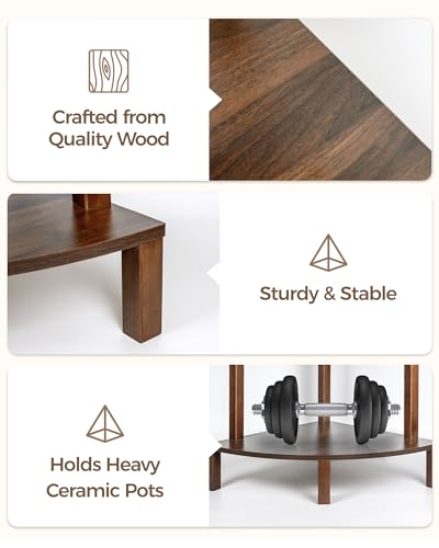 Bamworld Corner Plant Shelf 4-Tier Plant Stand Indoor Wood Plant Rack 66 Inch Tall Shelves Garden Decor for Living Room Balcony - color: Brown