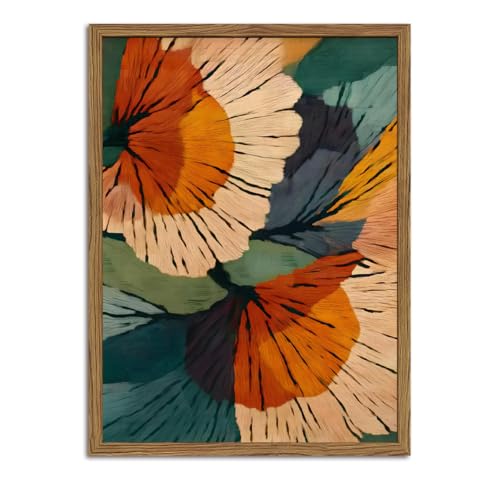 Framed Abstract Floral Wall Art, Boho Vintage Flower Pictures Wall Decor, Mid Century Modern Botanical Paintings Canvas Prints for Living Room Bedroom Office 12x16 inch - color: Abstract Floral, size: 16"L x 12"W