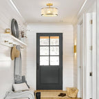 Modern Semi Flush Mount Ceiling Light, 3 Light Gold Ceiling Light with Rope Shade, Drum Light Fixture for Kitchen Bedroom Dining Room Hallway Entryway - color: Gold