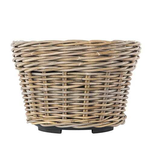 Kouboo Rattan Planter Basket with Plastic Pots Planters Flower Pots Decorative Fall planters for Front Porch Whiskey Barrel Basket Indoor Outdoor Plant Pots Small - size: Small