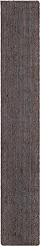 Unique Loom Braided Jute Collection Area Rug - Dhaka (1' 2" x 8' Table Runner, Gray) - color: Grey, size: 1'2" x 8' (Table Runner)