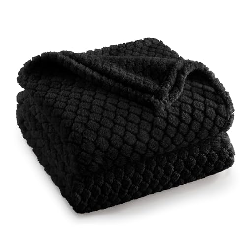 Exclusivo Mezcla Fleece Throw Blanket for Couch and Bed,Extra Soft Warm Decorative Fuzzy Throws for Women,Lightweight Cozy Blankets Size 50x60 Inches, Black - color: Black, size: Throw ( 50x60 IN )