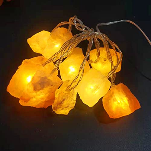 Fantasee Himalayan Salt String Light, Natural Hand Carved Salt Crystal Light Release Negative Ions for Bedroom, Living Room, Office, Home Deco, Yoga, Night Light, Gift (6.6ft 10led) - size: 6.6ft 10led