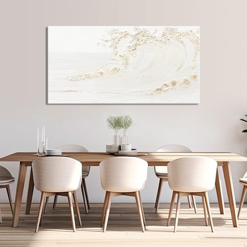 Canvas Wall Art Decor White Wall Art Silent Waves With Gold Canvas Art Wall Decor Wall Art Painting Decorations Artwork Wall Art Prints For Room Living Room Bedroom Office Decor 20x40 Inch - color: White, size: 40"L x 20"W