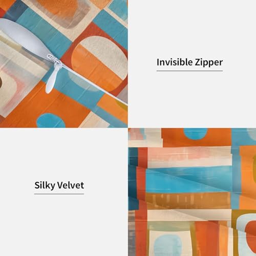 Blue and White Blocks Throw Pillow Covers Orange Decorative Boho Mid Century Pillow Cases 18x18 Set of 2 Modern Pillowcase Outdoor Cushion Cover for Home Couch Sofa - color: Blue and White Blocks, size: 18" x 18" (Pack of 1)