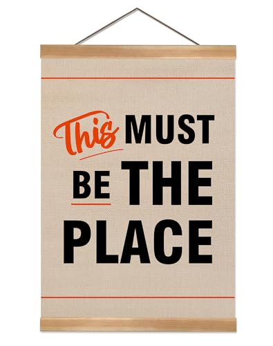 Vintage Wall Art Decor - This Must Be The Place -Inspirational Wall Hanging Decor With Hanger Frame,Preppy 70s Vintage Canvas Poster for Office Couples New Home Housewarming Gift 12x16Inch(Black) - color: Black