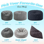 Hobestluk 3 in 1 Bean Bag Chair Giant Bean Bag Chairs for Adults with Ripple Cover Convertible Bean Bag Floor Cushion with Machine Washable Cover for Living Room (Ripple Dark Grey) - color: Dark Slate Grey