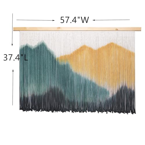 laddawan Extra Large Boho Wall Decor For Bedroom Macrame Wall Hanging Dip-Dyed Tapestry Modern Wooden Home Wall Art For Living room (Yellow) - color: Yellow