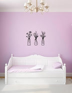 Conmetal 3 Pieces Metal Flowers Wall Arts - Rustic Farmhouse Decor Beige Minimalist Flower Wall Decors for Living room Bathroom Bedroom Dining Room-Housewarming Gifts (Beige, Vase-C) (A)