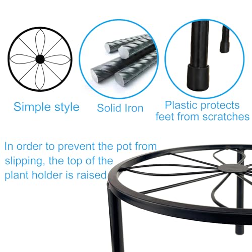 HENABLE 5 Packs Metal Plant Stand Indoor, Outdoor Black Plant Stand for Multiple Plant, Rustproof Iron Round Heavy Duty Flower Pot Stand, Plant Shelf for Planter Garden Home