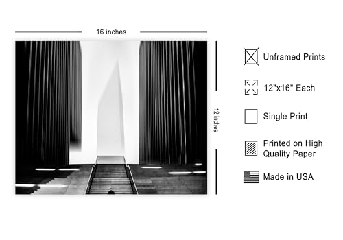 Monem Art Between Two Buildings Print - Delusive Corridor Poster - Architecture Art - Monochrome Office or Living Room Decor - 12x16 Unframed Wall Art by Adam Dauria - color: Style-04, size: 12"L x 16"W